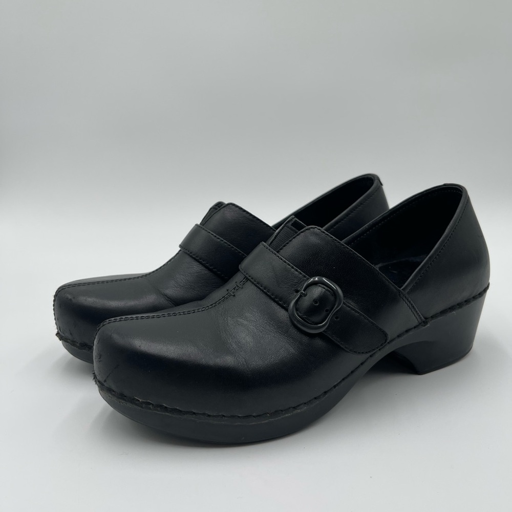 Dansko Women’s Size 40 US 9.5-10 Black Tamara Leather Clog Slip On Workwear - Picture 1 of 14
